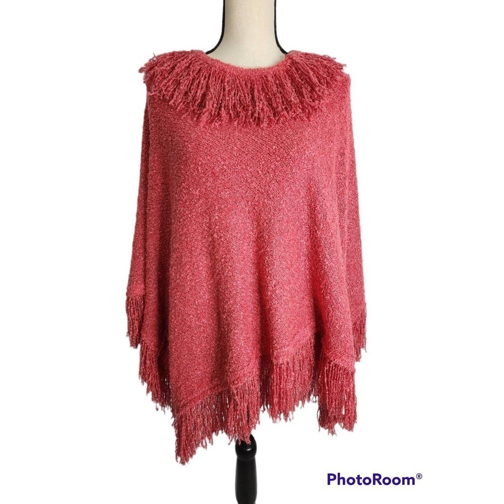 Wind River Frilly Shawl Sweater Winter Comfort Soft One Size Pink